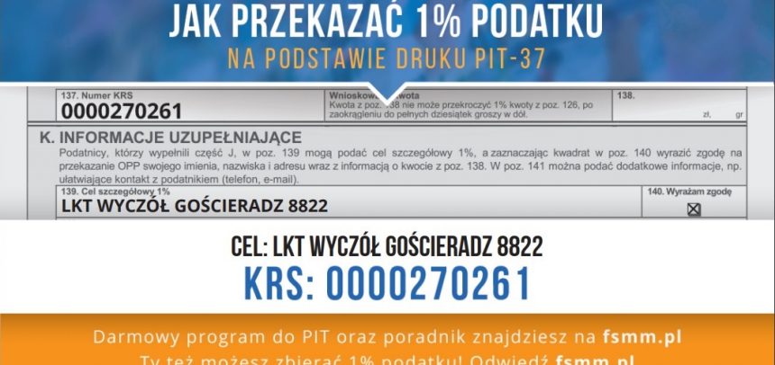 Przekaż 1% podatku dla LKT Wyczół Gościeradz