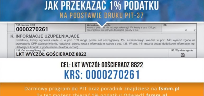 Twój 1% podatku dla LKT Wyczół Gościeradz